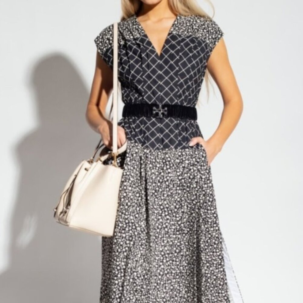 NWT Tory Burch Claire McCardell Black Floral-Print Maxi Dress Corset S $975